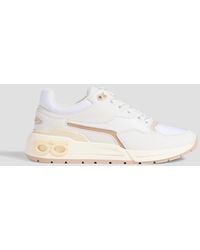Ferragamo - Cosma Mesh, Smooth And Pebbled-Leather Sneakers - Lyst