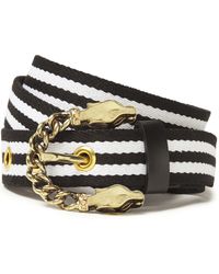 Maje Crystal-embellished Leather-trimmed Canvas Belt Black