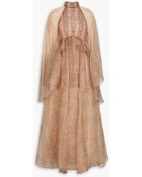 Zimmermann - Ruffled Snake-Print Silk-Organza Maxi Dress - Lyst