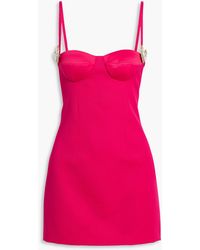 Area - Embellished Wool-Twill Mini Dress - Lyst