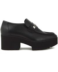 Maje Studded Leather Platform Loafers Black