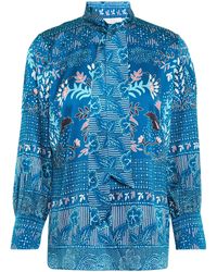 Peter Pilotto Floral Neck Tie Blouse - Blue