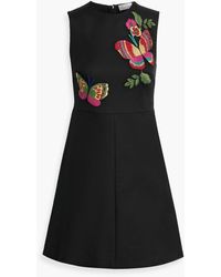 RED Valentino - Appliquéd Cotton-blend Mini Dress - Lyst