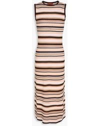 Missoni - Striped Crochet-Knit Cotton-Blend Midi Dress - Lyst