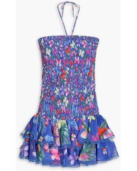 Charo Ruiz - Cusia Tiered Printed Cotton-Blend Halterneck Mini Dress - Lyst