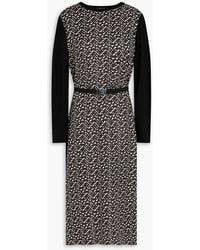 Tory Burch - Kleid aus merinowolle und seiden-twill mit print und gürtel - Lyst
