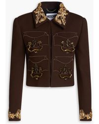 Moschino - Cropped Embellished Wool-crepe Jacket - Lyst
