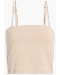 Brunello Cucinelli - Cropped Cotton-blend Jersey Bustier Top - Lyst