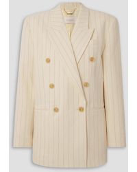 Zimmermann - Luminosity Oversized Double-breasted Pinstriped Wool And Cotton-blend Blazer - Lyst