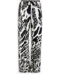 CAMILLA - Crystal-Embellished Printed Silk-Satin Wide-Leg Pants - Lyst