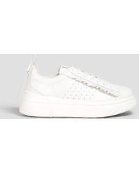 Red(V) - Ruffled Perforated Leather Platform Sneakers - Lyst