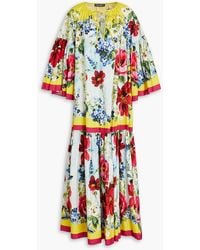 Dolce & Gabbana - Floral-print Cotton-poplin Maxi Dress - Lyst