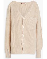 Marni - Cardigan aus gerippter wolle in distressed-optik mit stickereien - Lyst