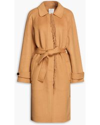 Sandro - Luciale Fringed Belted Wool-felt Coat - Lyst