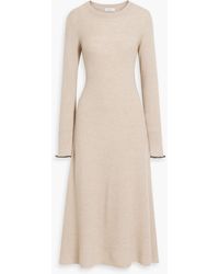 Brunello Cucinelli - Bead-embellished Ribbed Alpaca And Cotton-blend Midi Dress - Lyst