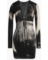 Louisa Ballou - Ring-embellished Printed Stretch-jersey Mini Dress - Lyst