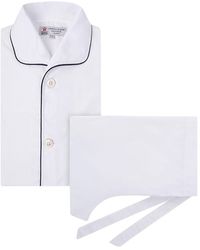 Turnbull & Asser White Cotton Pyjama Set With Contrast Piping