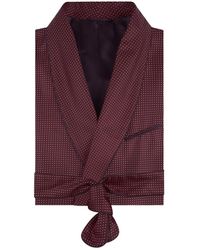 Turnbull & Asser Burgundy Piped Silk Spot Gown - Red