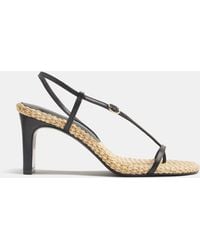 Reformation - Pina Heeled Sandal Leather Natural Raffia - Lyst