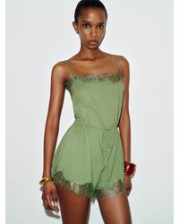 Reformation - Elodie Romper Jade Lace - Lyst