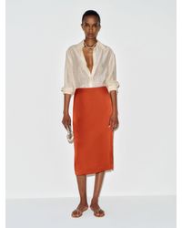 Reformation - Helen Low Waist Silk Midi Skirt 0 - Lyst