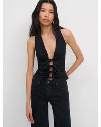 Reformation - Kyleigh Denim Halter Top 0 - Lyst
