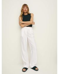 Reformation - Alex Linen Mid Rise Pant - Lyst
