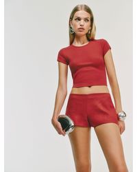 Reformation - June Low Rise Linen Short 10 - Lyst