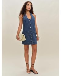 Reformation - Brittany Denim Halter Mini Dress - Lyst