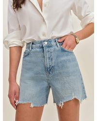 Reformation - Saige High Rise 4" Jean Shorts - Lyst