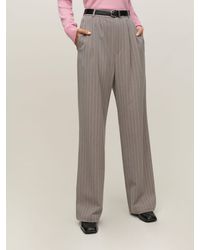 Womens Trousers Reformation Petites Mason Pant in Green Stripe Natural Slacks and Chinos Slacks and Chinos Reformation Trousers 