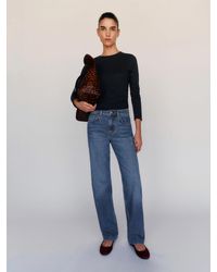 Reformation - Miles Stretch Mid Rise Straight Short Leg Jeans - Lyst