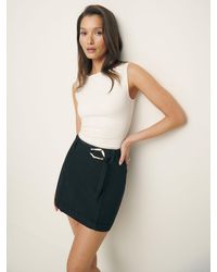 Reformation - Tatiana Belted Denim Mini Skirt - Lyst