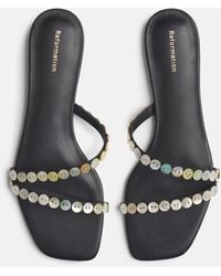 Reformation - Shoshana Flat Sandal Leather Shell Buttons 5 - Lyst