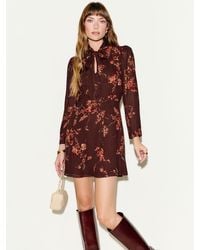 Reformation - Long-Sleeve Mini Tie-Neck Dress - Lyst