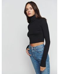 Reformation - Davy Cropped Ribbed Turtleneck Tee - Lyst