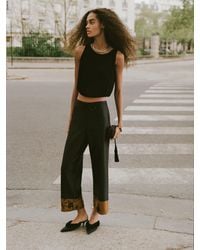 Reformation - Olina Cropped Pant Jacquard Hem - Lyst