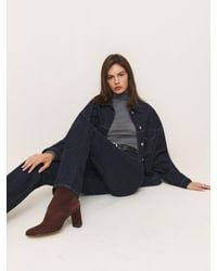 Reformation - Stretch Leather Block-Heel Ankle Boots - Lyst