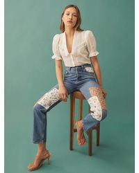 reformation patchwork jeans