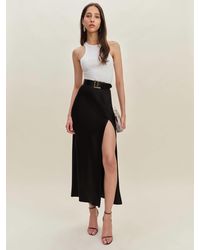 Reformation - Layla Satin Skirt With Slit - Lyst
