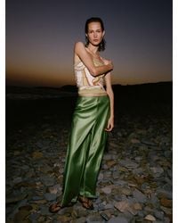 Reformation - Gale Satin Mid Rise Bias Pant Jade - Lyst