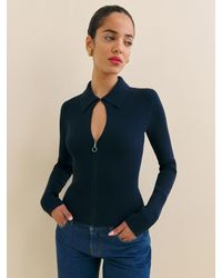 Reformation - Hastings Cotton Sweater Zip - Lyst