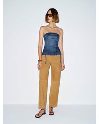 Reformation - Gabbriette Stretch Denim Top 0 - Lyst