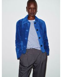Reformation - Veda Eliana Suede Jacket Cerulean Suede - Lyst