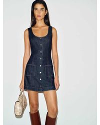Reformation Nikki Strapless Bustier Denim Mini Dress in Blue
