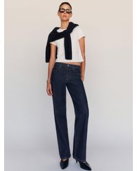 Reformation - Miles Stretch Mid Rise Straight Short Leg Jeans - Lyst