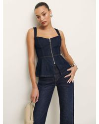 Reformation - Zeta Denim Top - Lyst