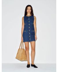 knee length dresses for ladies Medium Wash Button Up Backless Denim Halter Mini Dress main image 1