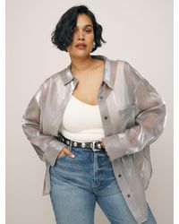 Reformation - Will Oversized Sheer Shirt Es - Lyst