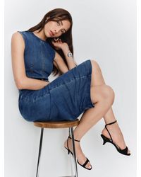 Reformation - Drew Kitten Heeled Sandal Suede 6 - Lyst